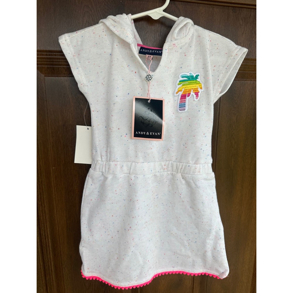 New Andy & Evan Toddler Girls Tropical Swimsuit Coverup Rainbow & Pineapple 2T